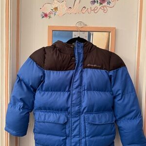 Eddie Bauer Kids Two-Tone Blue and Black Puffer Jacket